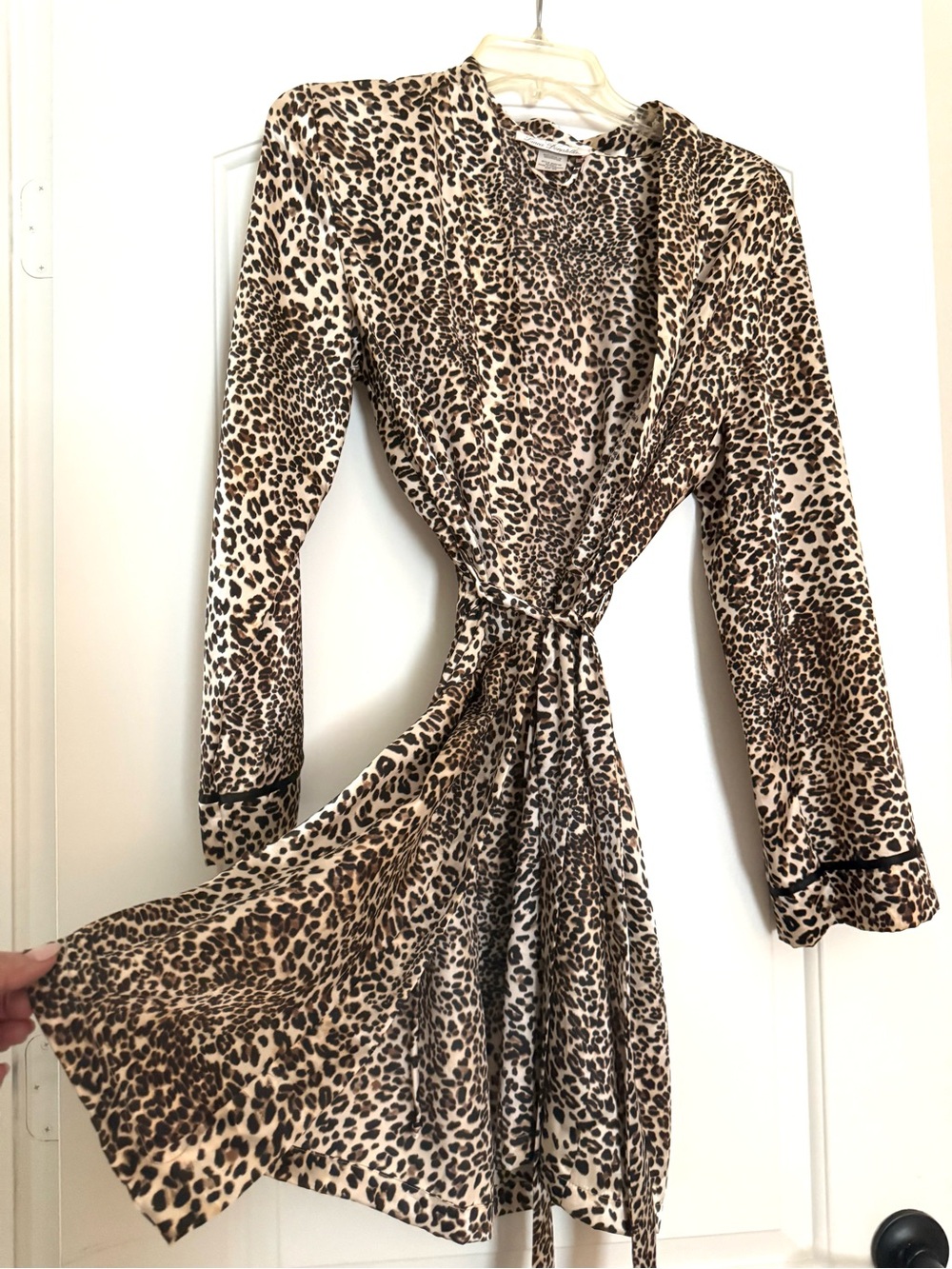 Leopard Print Wrap Robe - Beige/Brown